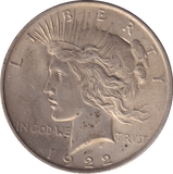 1922 SILVER PEACE DOLLAR PHILADELPHIA MINT - SILVER WORLD COINS - Cambridgeshire Coins