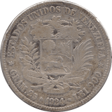 1924 SILVER 5 BOLIVIARS VENEZUELA - SILVER WORLD COINS - Cambridgeshire Coins