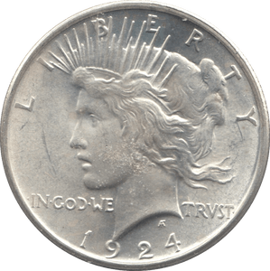 1924 SILVER PEACE DOLLAR PHILADELPHIA MINT - SILVER WORLD COINS - Cambridgeshire Coins