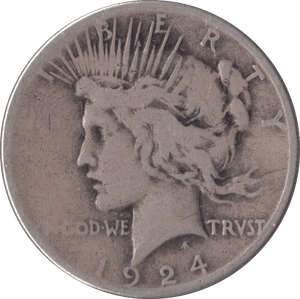 1924 SILVER PEACE DOLLAR USA PHILADELPHIA MINT - SILVER WORLD COINS - Cambridgeshire Coins