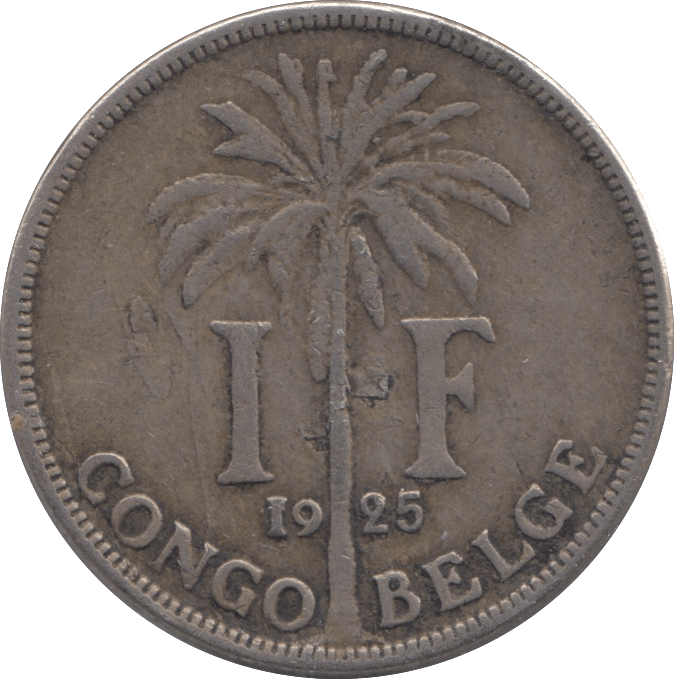 1925 SILVER ONE FRANC BELGIAN CONGO - WORLD COINS - Cambridgeshire Coins