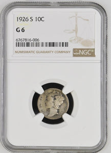 1926 SILVER DIME USA DENVER NGC G6 - NGC CERTIFIED COINS - Cambridgeshire Coins