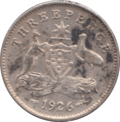1926 SILVER THREEPENCE AUSTRALIA - SILVER WORLD COINS - Cambridgeshire Coins