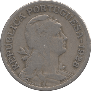 1928 ONE ESCUDO PORTUGAL - WORLD COINS - Cambridgeshire Coins