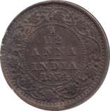 1934 1/12 ANNA INDIA - WORLD COINS - Cambridgeshire Coins