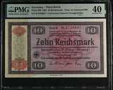 1934 GERMANY 10 REICHSMARK CONVERSION FUND FOR, FOREIGN DEBTS GER208 B 0728891 ( PMG ) XF 40 - PMG WORLD BANKNOTES - Cambridgeshire Coins