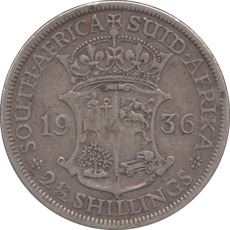1936 SILVER 2 1/2 SHILLINGS SOUTH AFRICA - SILVER WORLD COINS - Cambridgeshire Coins