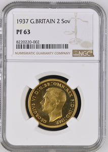 1937 GOLD PROOF 2 SOVEREIGN ( NGC ) PF 63 - NGC GOLD COINS - Cambridgeshire Coins