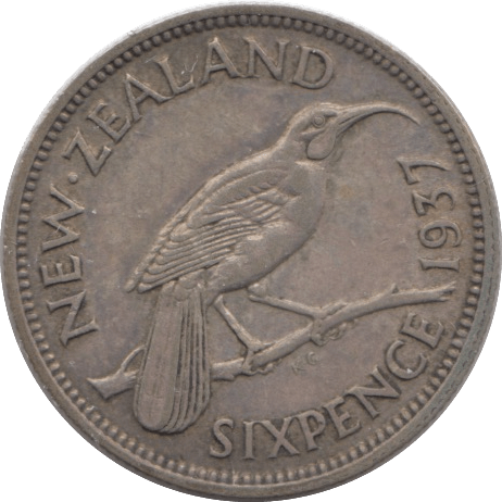 1937 SIXPENCE NEW ZEALAND - SILVER WORLD COINS - Cambridgeshire Coins