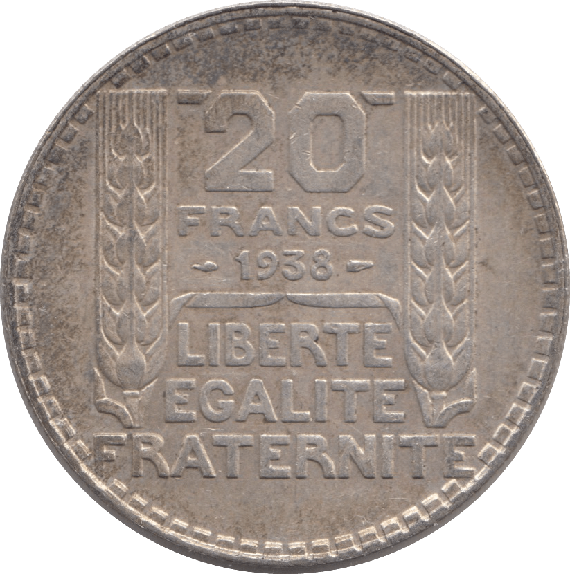 1938 SILVER 20 FRANCS FRANCE 4 - SILVER WORLD COINS - Cambridgeshire Coins