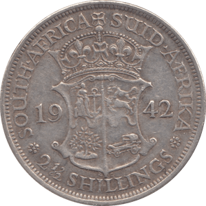 1942 SILVER 2 1/2 SHILLINGS SOUTH AFRICA - SILVER WORLD COINS - Cambridgeshire Coins