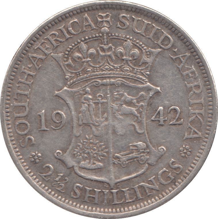 1942 SILVER 2 1/2 SHILLINGS SOUTH AFRICA - SILVER WORLD COINS - Cambridgeshire Coins