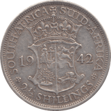 1942 SILVER 2 1/2 SHILLINGS SOUTH AFRICA - SILVER WORLD COINS - Cambridgeshire Coins