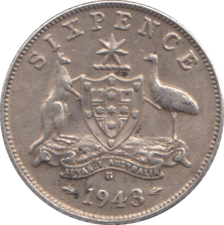 1943 SILVER SIXPENCE AUSTRALIA - SILVER WORLD COINS - Cambridgeshire Coins