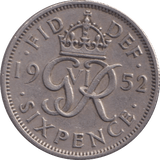 1952 SIX PENCE ( EF ) - SIXPENCE - Cambridgeshire Coins