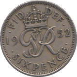 1952 SIXPENCE (GVF ) - SIXPENCE - Cambridgeshire Coins