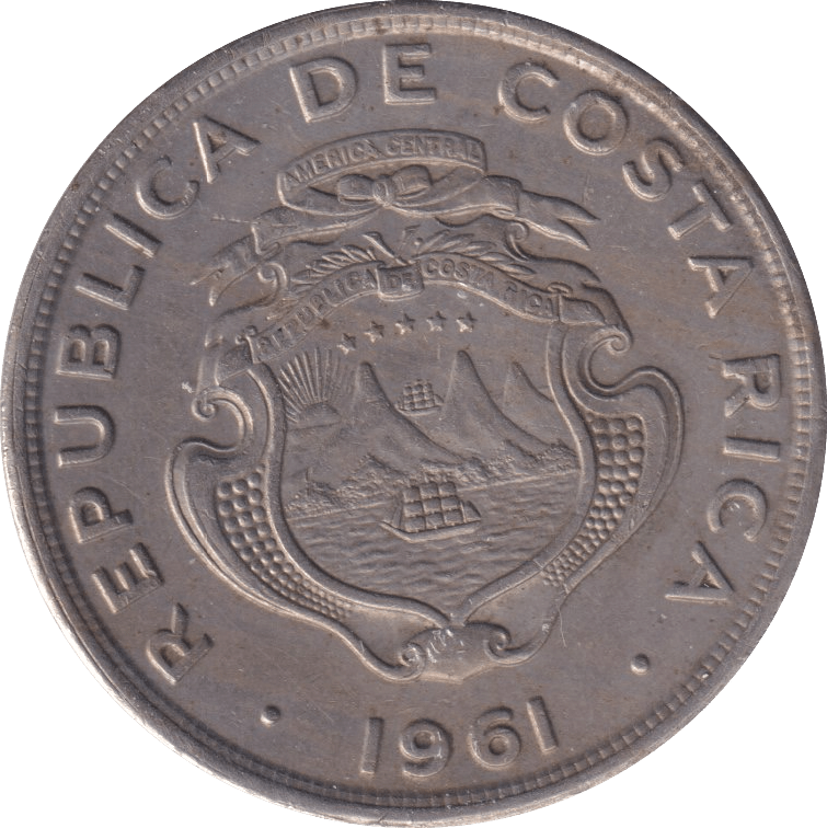 1961 TWO COLONES COSTA RICA - WORLD COINS - Cambridgeshire Coins