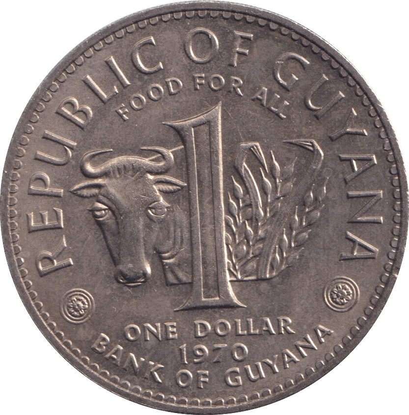 1970 ONE DOLLAR GUYANA - WORLD COINS - Cambridgeshire Coins