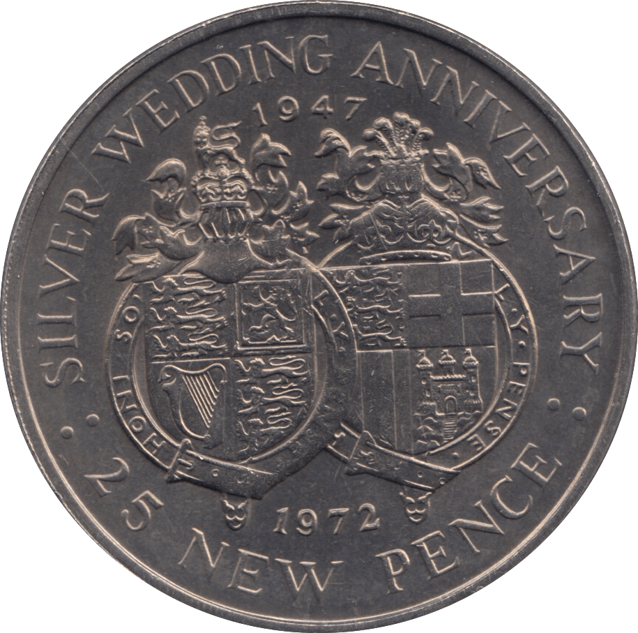 1972 GIBRALTAR SILVER WEDDING ANNIVERSARY 25 NEW PENCE - WORLD COINS - Cambridgeshire Coins