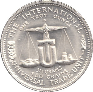 1973 SILVER INTERNATIONAL WORLD TRADE UNIT .999 FINE SILVER ROUND - SILVER 1 oz COINS - Cambridgeshire Coins