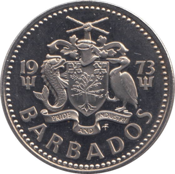 1973 TWENTY FIVE CENTS BARBADOS WORLD COINS Cambridgeshire Coins ...