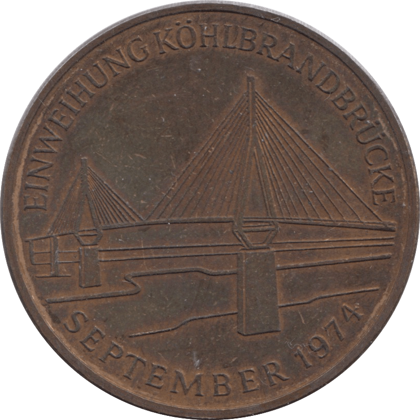 1974 INAUGERATION OF THE KOHLBRAND BRIDGE TOKEN MEDALLION GERMANY - MEDALS & MEDALLIONS - Cambridgeshire Coins