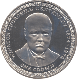 1974 SILVER PROOF CHURCHILL CENTENARY ISLE OF MAN CROWN - SILVER WORLD COINS - Cambridgeshire Coins