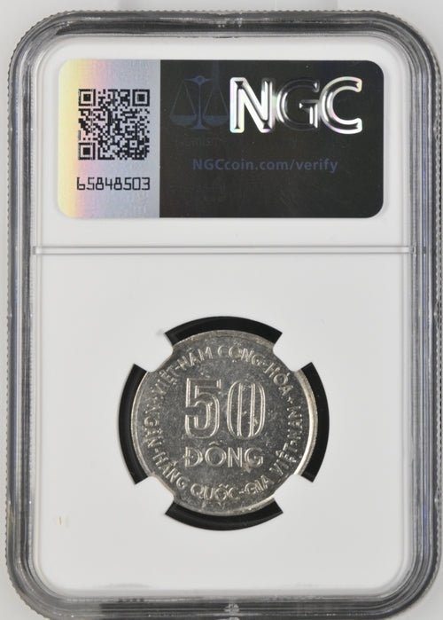 1975 50 DONG VIETNAM MS 62 ( EXTREMELY RARE ) - NGC CERTIFIED COINS - Cambridgeshire Coins