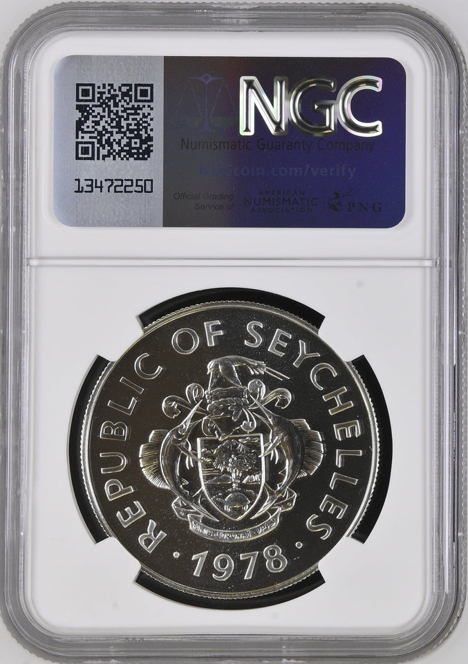 1978 SILVER SEYCHELLES FIFTY RUPEES CONSERVATION SQUIRREL FISH ( NGC ) MS69 - NGC SILVER COINS - Cambridgeshire Coins