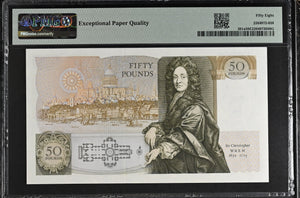 1981 - 88 FIFTY POUNDS BANKNOTE D.H.F.SOMERSET P381a B352 PMG 58 CHOICE ABOUT UNC B18717655 - PMG CERTIFIED ENGLISH BANKNOTES - Cambridgeshire Coins