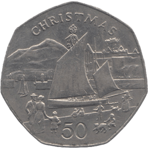 1981 CHRISTMAS 50P NIKKI BOAT ISLE OF MAN - 50P CHRISTMAS COINS - Cambridgeshire Coins