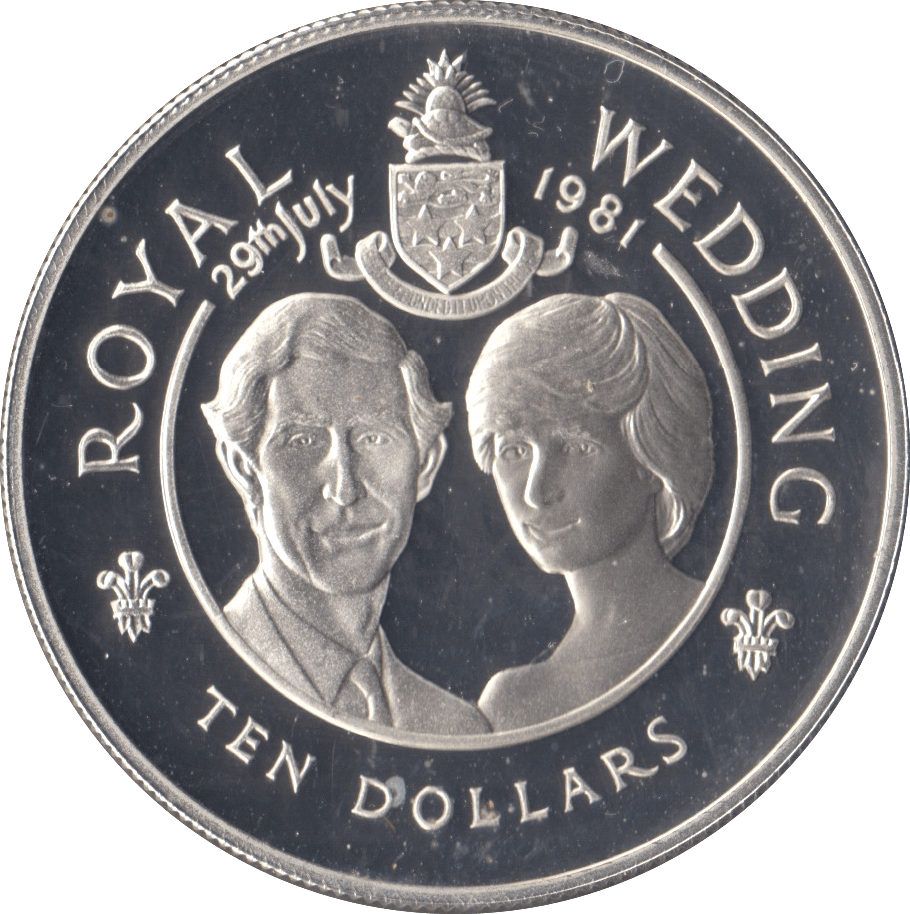 1981 SILVER PROOF TEN DOLLARS ROYAL WEDDING COMMEMORATIVE CAYMAN ISLANDS - SILVER WORLD COINS - Cambridgeshire Coins