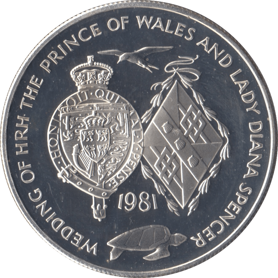 1981 SILVER PROOF TWENTY FIVE PENCE ROYAL WEDDING COMMEMORATIVE ASCENSION ISLANDS - SILVER WORLD COINS - Cambridgeshire Coins