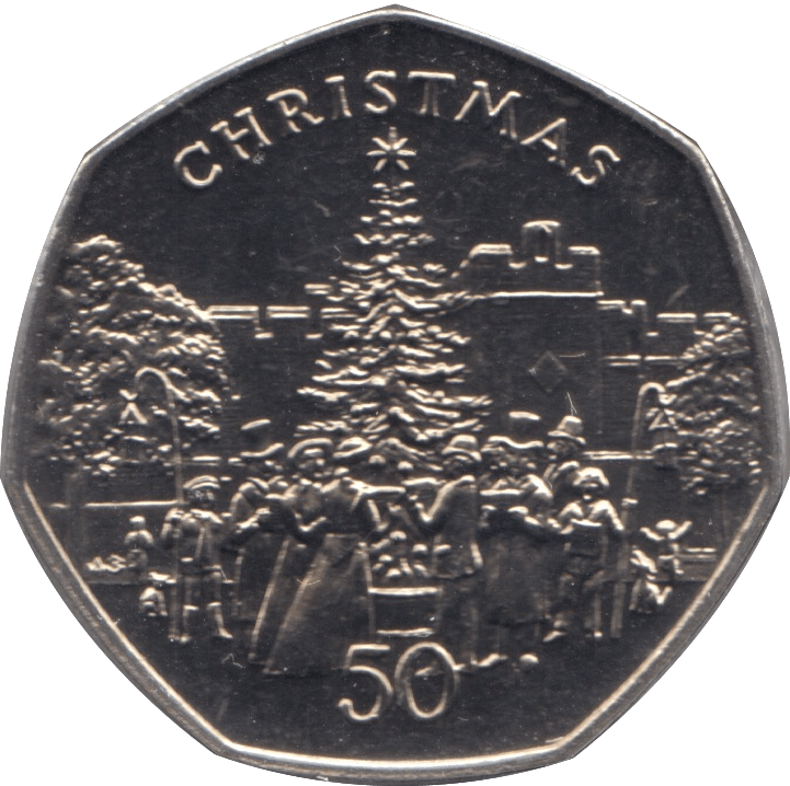 1982 CHRISTMAS 50P CHRISTMAS TREE ISLE OF MAN ( BU ) 'AA' 50P CHRISTMAS ...