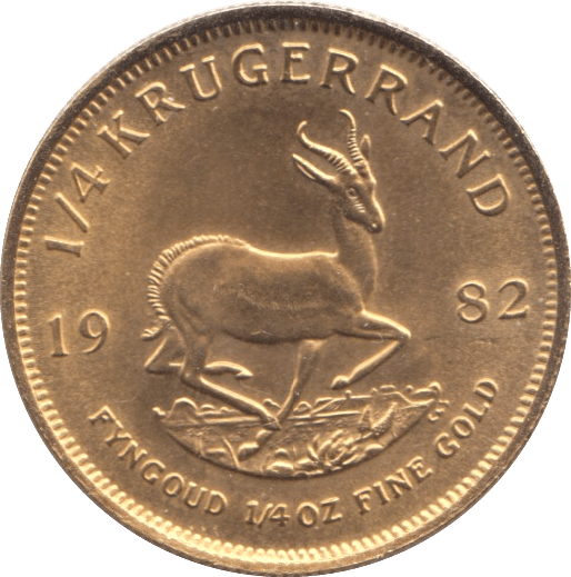 1982 GOLD KRUGERRAND QUARTER OUNCE GOLD SOUTH AFRICA - Gold World Coins - Cambridgeshire Coins