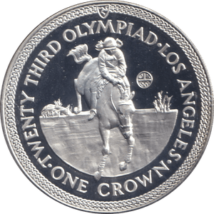 1984 SILVER ONE CROWN ISLE OF MAN OLYMPICS - SILVER WORLD COINS - Cambridgeshire Coins