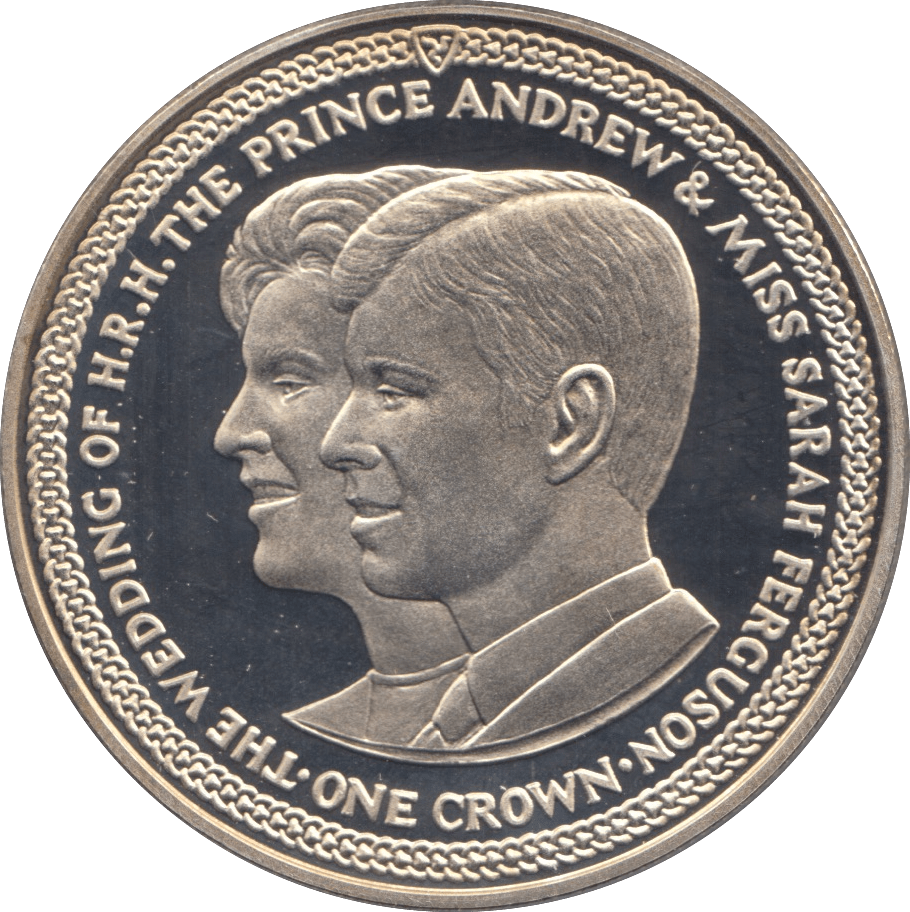 1986 SILVER PROOF PRINCE ANDREW AND SARAH FERGUSON COMMEMORATIVE CROWN ISLE OF MAN - SILVER WORLD COINS - Cambridgeshire Coins