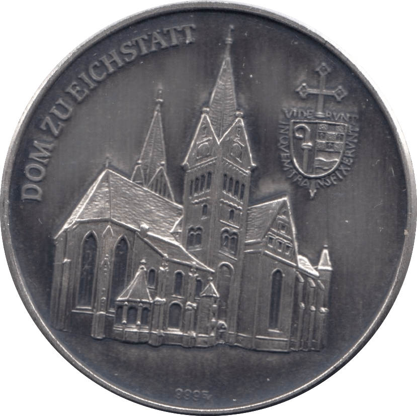 1987 SILVER EISCHTATT CATHEDRAL MEDALLION GERMANY - MEDALS & MEDALLIONS - Cambridgeshire Coins