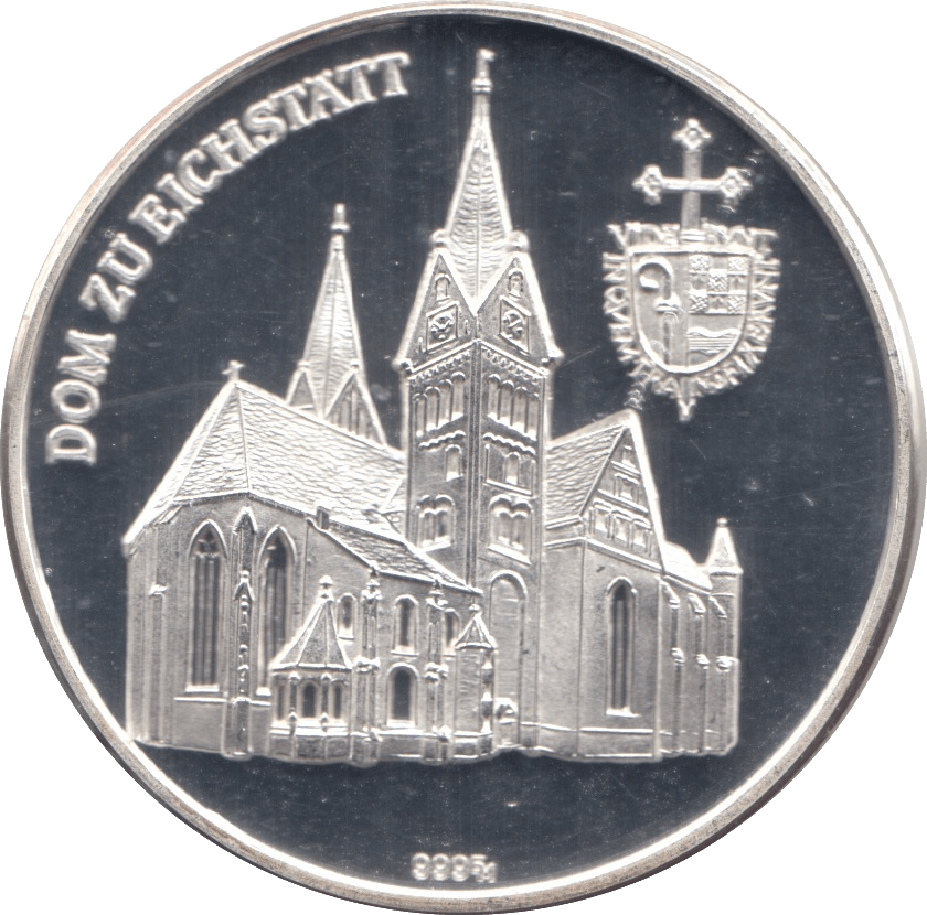 1987 SILVER EISCHTATT CATHEDRAL MEDALLION GERMANY - MEDALS & MEDALLIONS - Cambridgeshire Coins