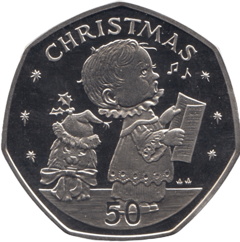 1989 CHRISTMAS 50P CAROL SINGER PROOF GIBRALTAR - 50P CHRISTMAS COINS - Cambridgeshire Coins