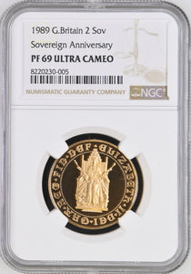 1989 GOLD PROOF DOUBLE SOVEREIGN ANNIVERSARY ( NGC ) PF 69 ULTRA CAMEO - NGC GOLD COINS - Cambridgeshire Coins