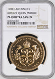 1990 GOLD PROOF £5 BIRTH OF QUEEN MOTHER (NGC) PF 69 ULTRA CAMEO - NGC GOLD COINS - Cambridgeshire Coins