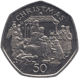 1991 BRILLIANT UNCIRCULATED CHRISTMAS NATIVITY 50P ISLE OF MAN - 50P CHRISTMAS COINS - Cambridgeshire Coins