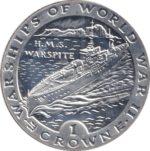 1993 SILVER ONE CROWN GIBRALTAR WARSHIPS OF WWII - SILVER WORLD COINS - Cambridgeshire Coins