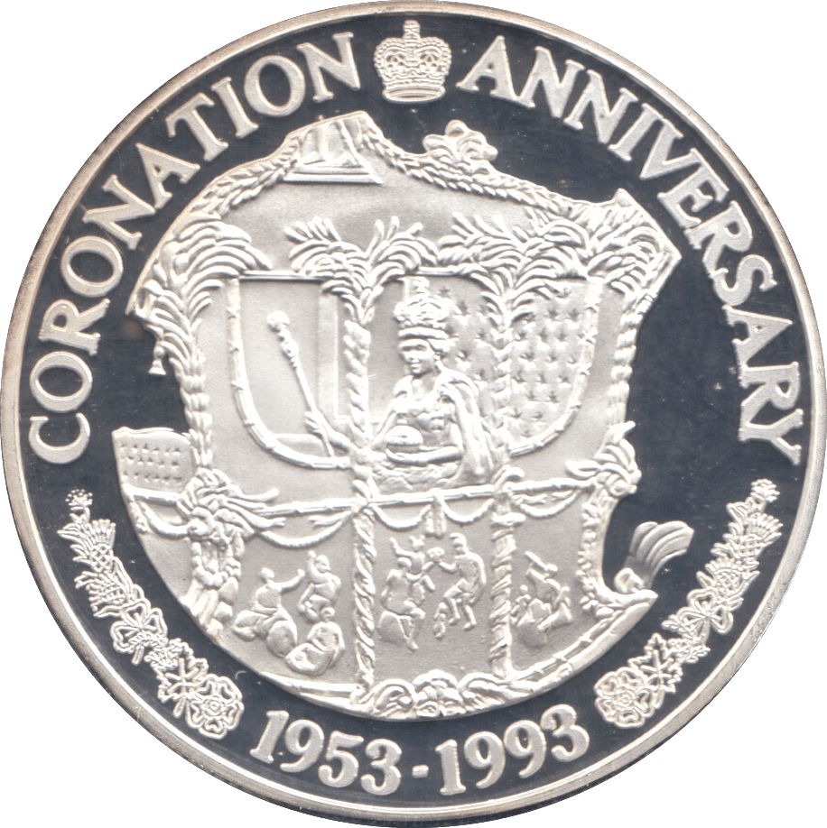 1993 SILVER PROOF CORONATION ANNIVERSARY TWENTY CROWNS TURKS AND CAICOS) - SILVER WORLD COINS - Cambridgeshire Coins