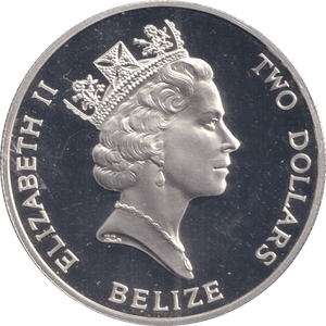 1993 SILVER TWO POUNDS BELIZE CORONATION ANNIVERSARY - SILVER WORLD COINS - Cambridgeshire Coins