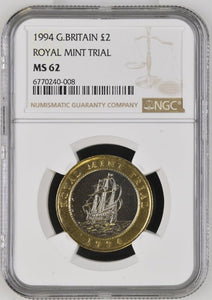 1994 £2 ROYAL MINT TRIAL GREAT BRITAIN ( NGC ) MS 62 - NGC CERTIFIED COINS - Cambridgeshire Coins