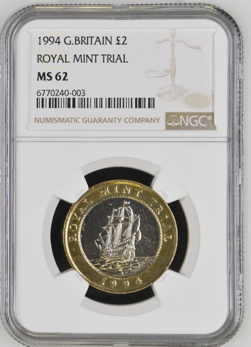 1994 £2 ROYAL MINT TRIAL GREAT BRITAIN ( NGC ) MS 62 - NGC CERTIFIED COINS - Cambridgeshire Coins