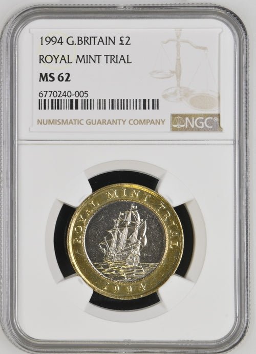 1994 £2 ROYAL MINT TRIAL GREAT BRITAIN ( NGC ) MS 62 - NGC CERTIFIED COINS - Cambridgeshire Coins