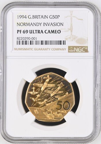 1994 GOLD PROOF NORMANDY INVASION 50P (NGC) PF69 ULTRA CAMEO - NGC GOLD COINS - Cambridgeshire Coins